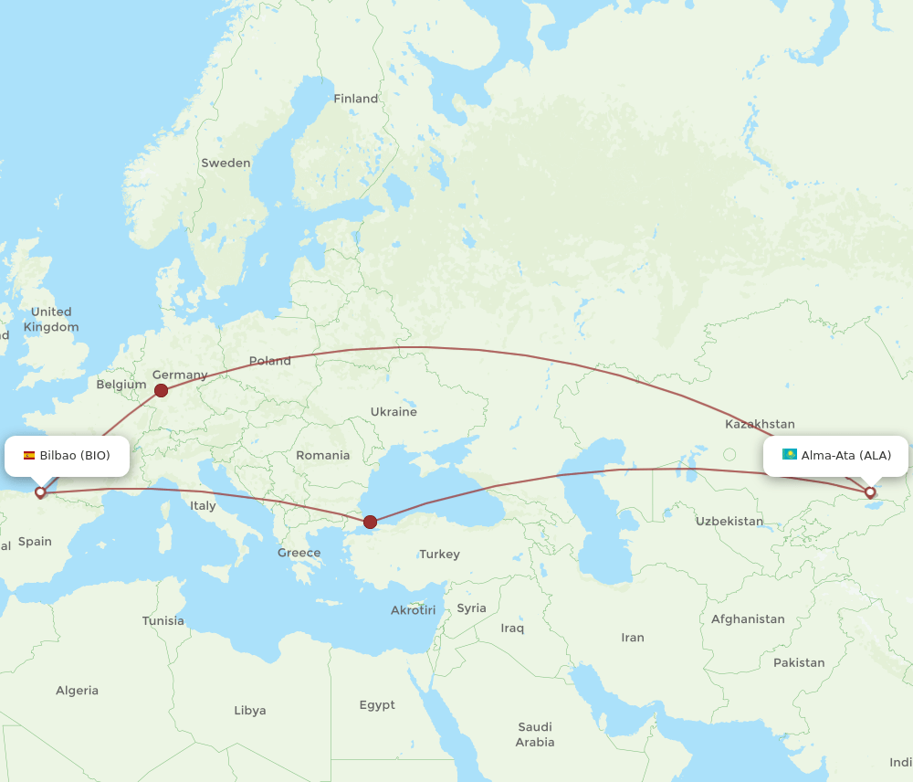 BIO-ALA flight routes