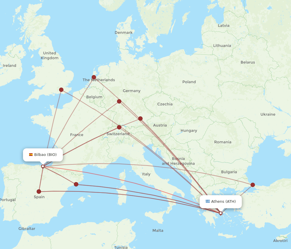 BIO-ATH flight routes
