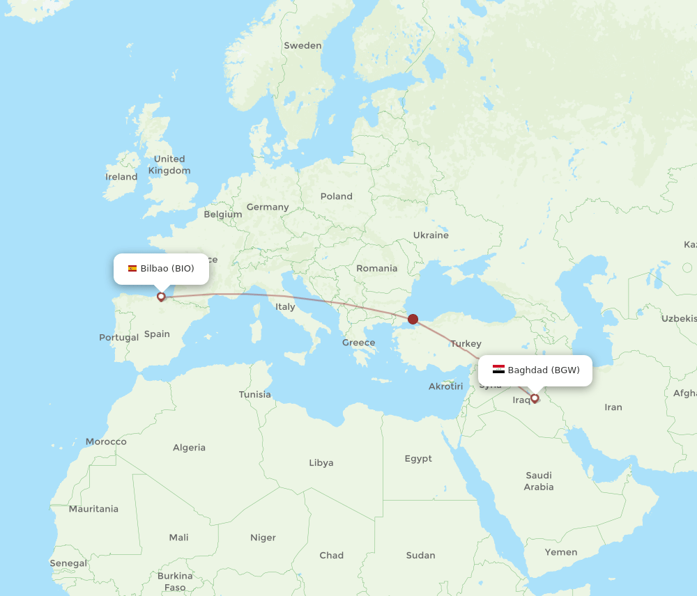 BIO-BGW flight routes