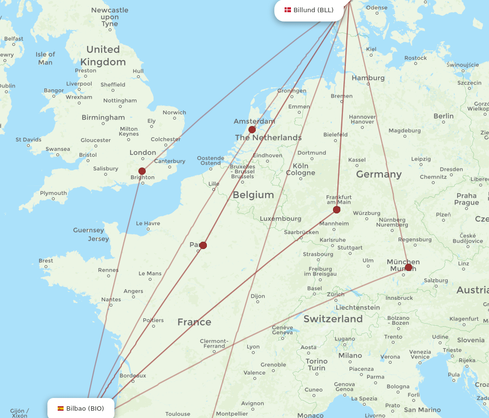 BIO-BLL flight routes