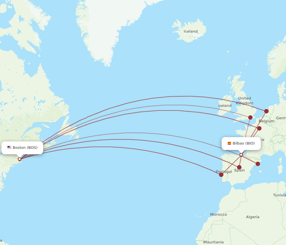 BIO-BOS flight routes