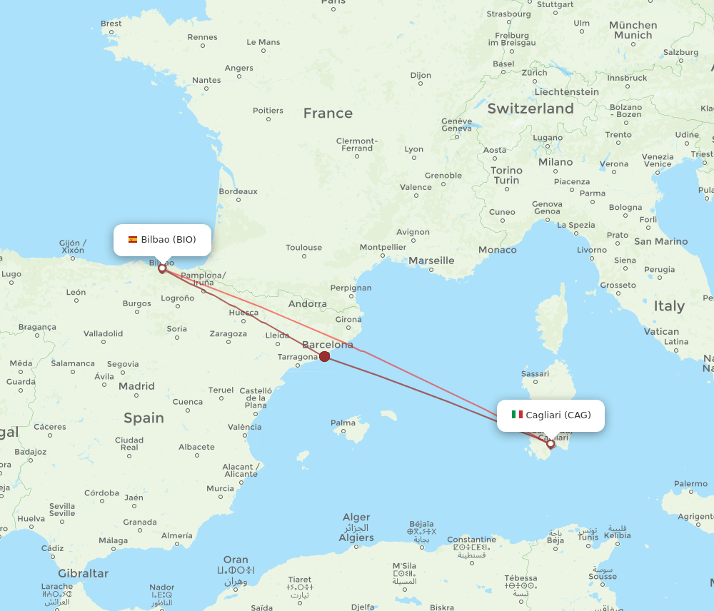 BIO-CAG flight routes