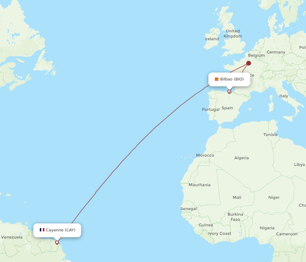 BIO to CAY flights and routes map
