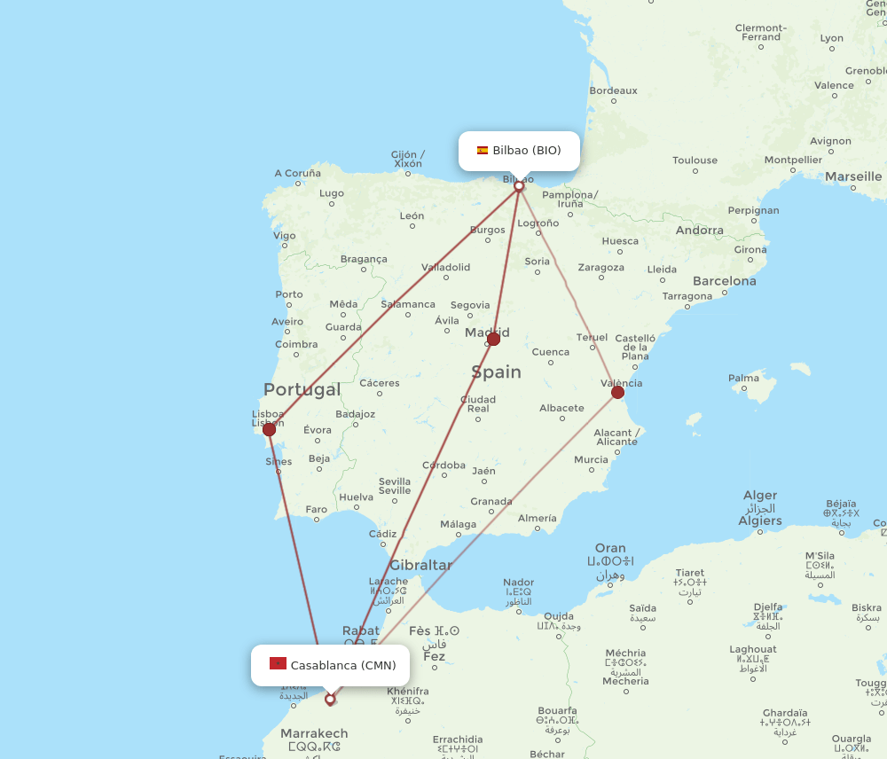 BIO-CMN flight routes