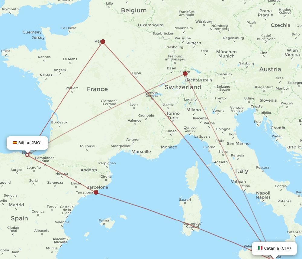 BIO-CTA flight routes