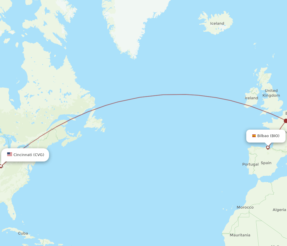 BIO-CVG flight routes