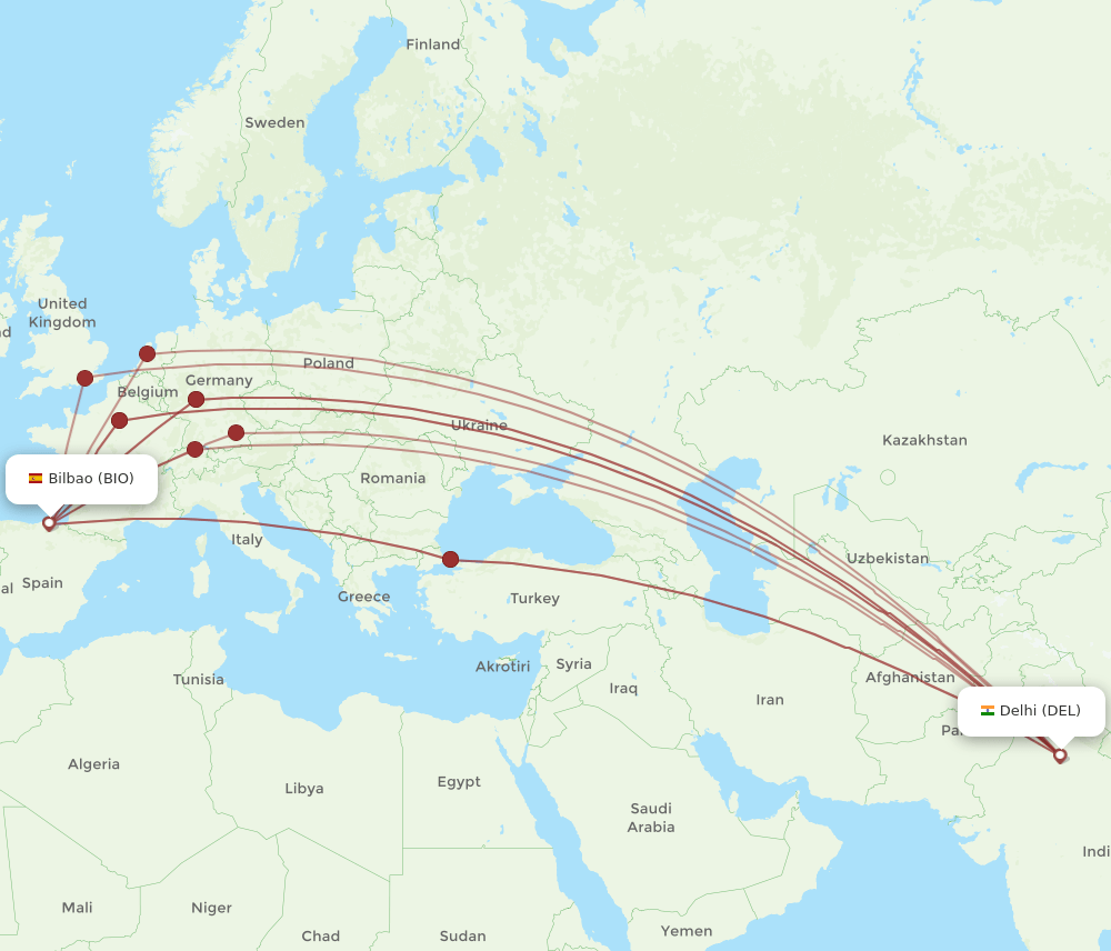 BIO-DEL flight routes