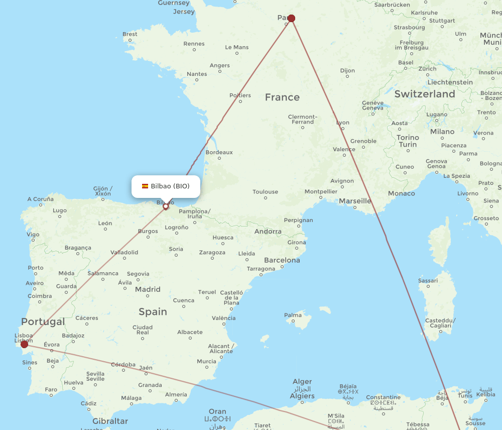 BIO-DJE flight routes