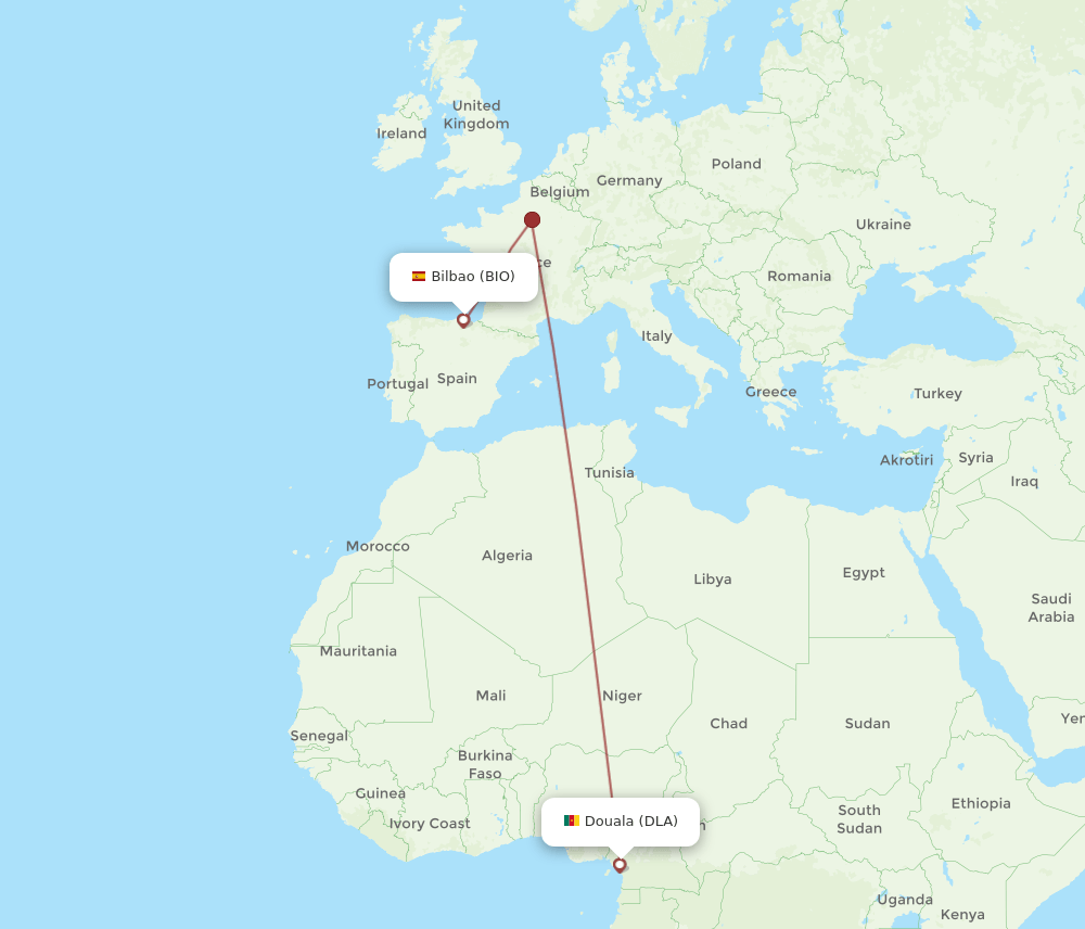 BIO to DLA flights and routes map