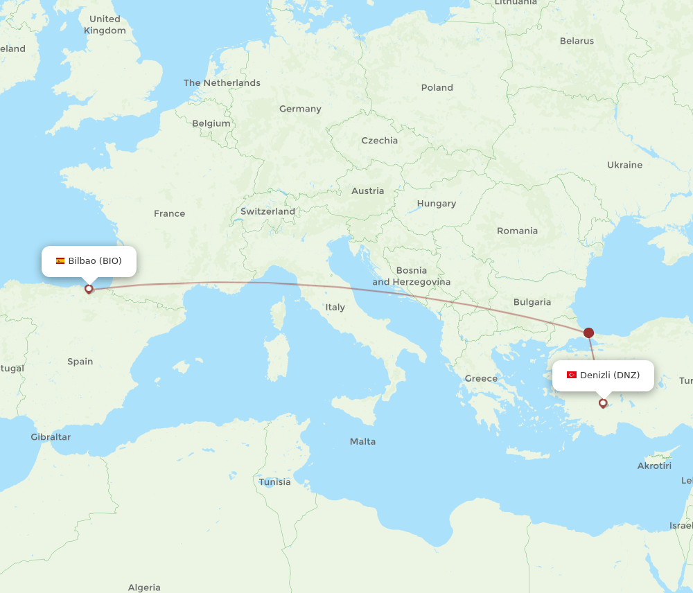 BIO-DNZ flight routes
