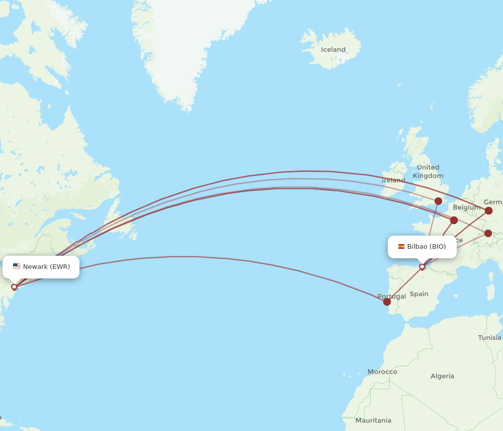 BIO-EWR flight routes