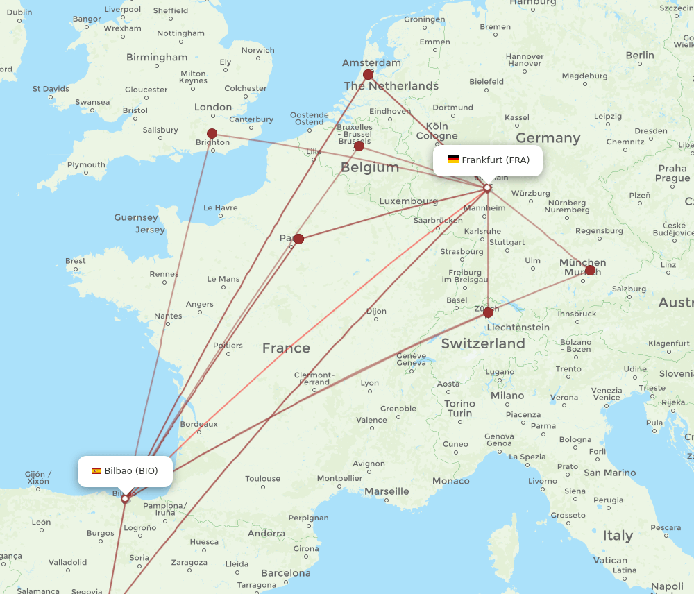 BIO to FRA flights and routes map