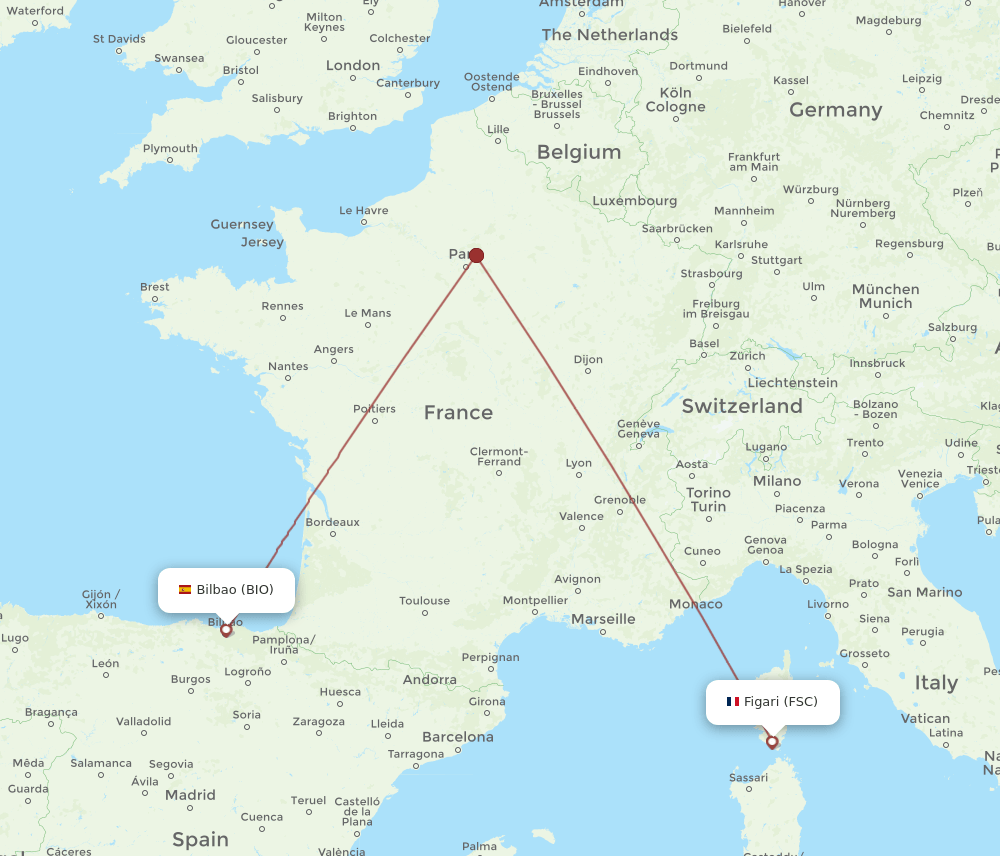 BIO to FSC flights and routes map
