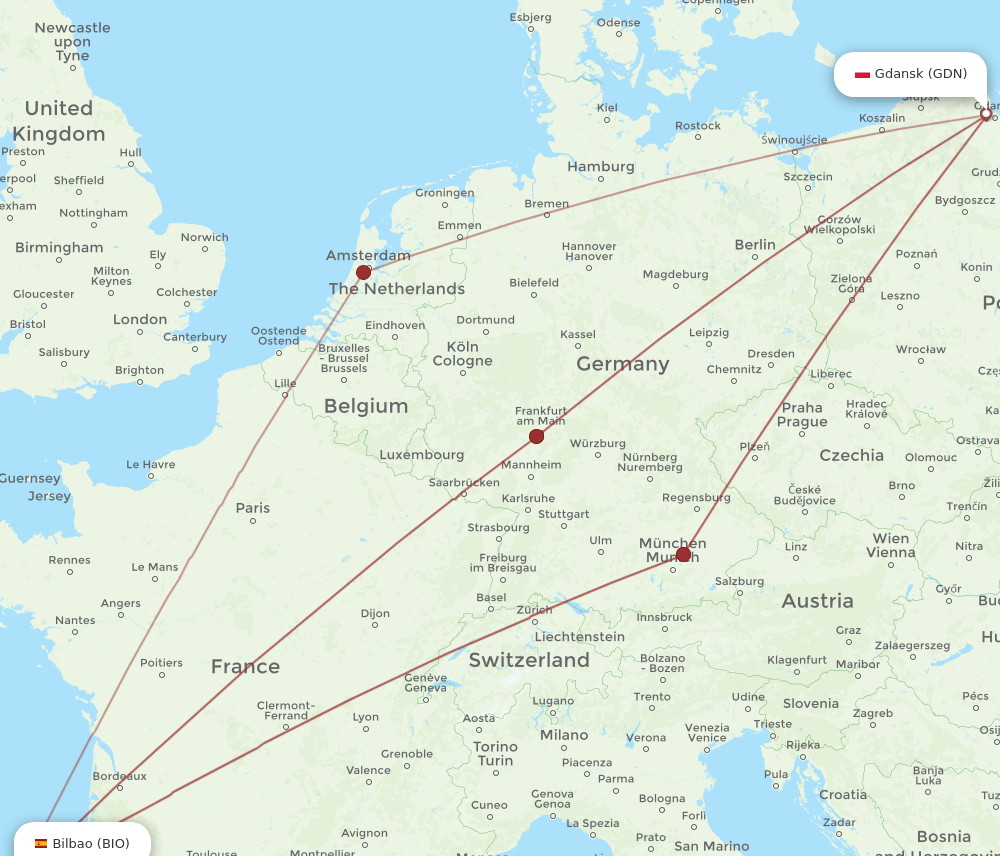 BIO-GDN flight routes