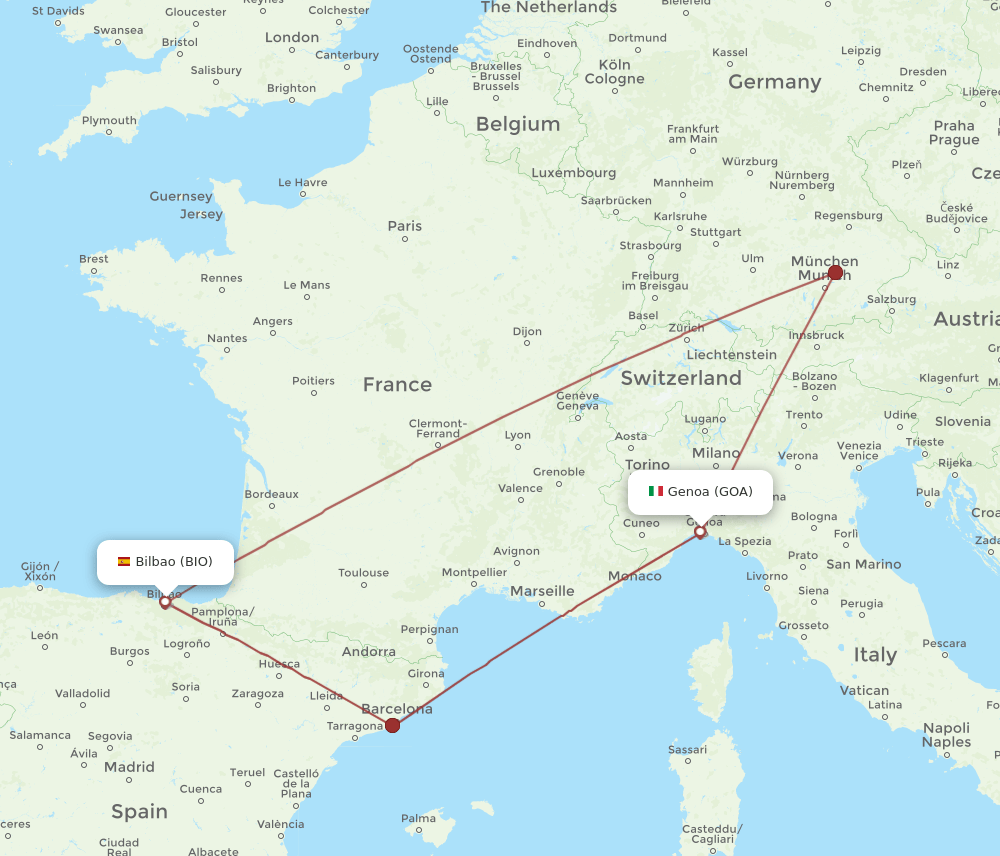 BIO-GOA flight routes