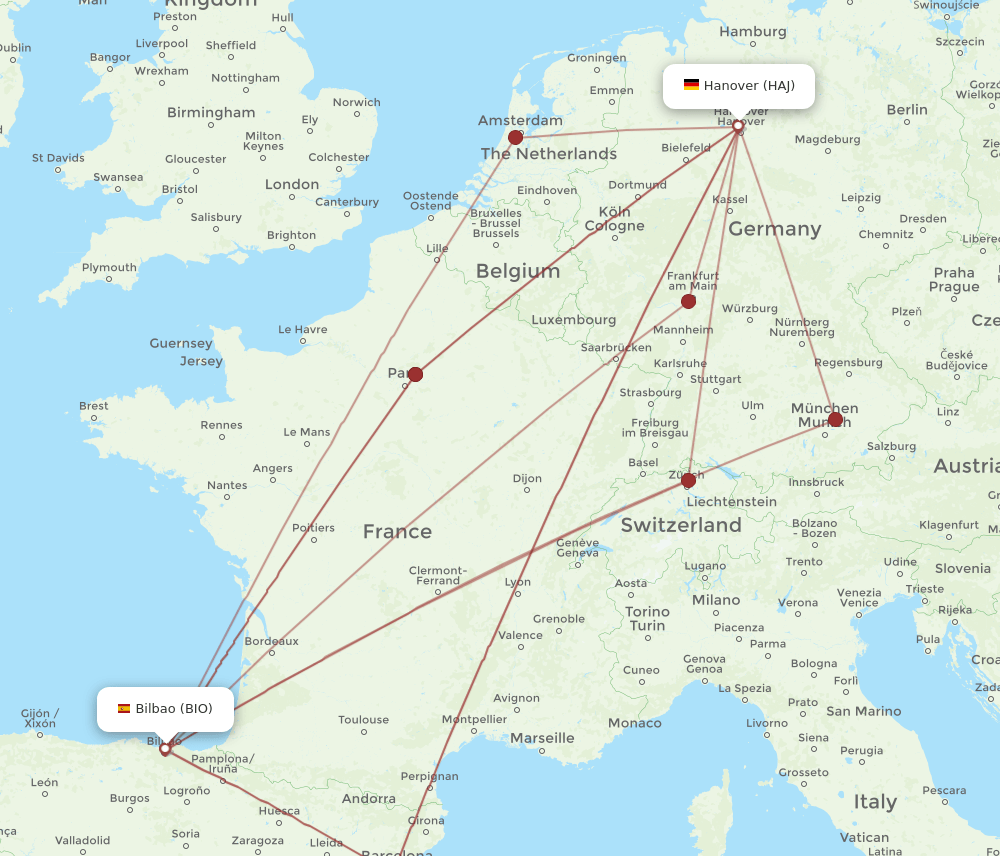 BIO-HAJ flight routes