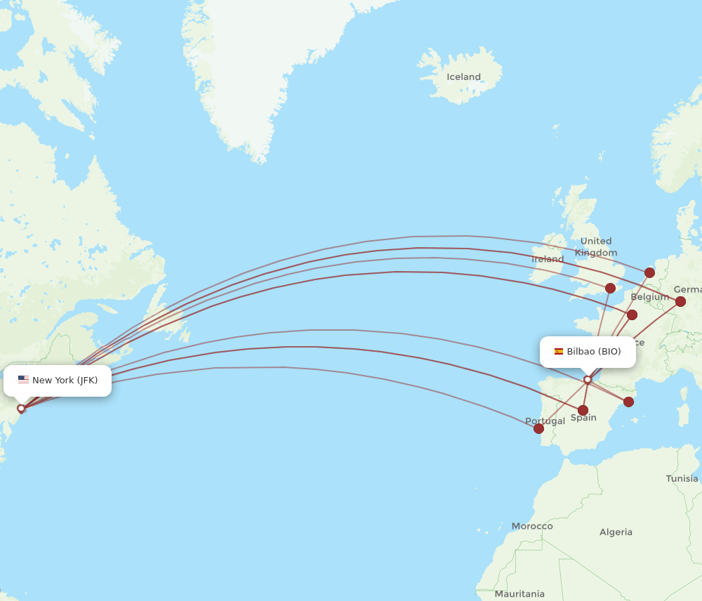 BIO-JFK flight routes