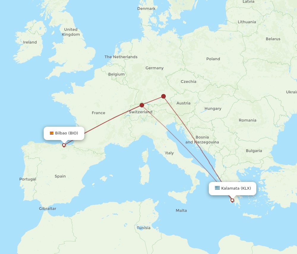 BIO-KLX flight routes