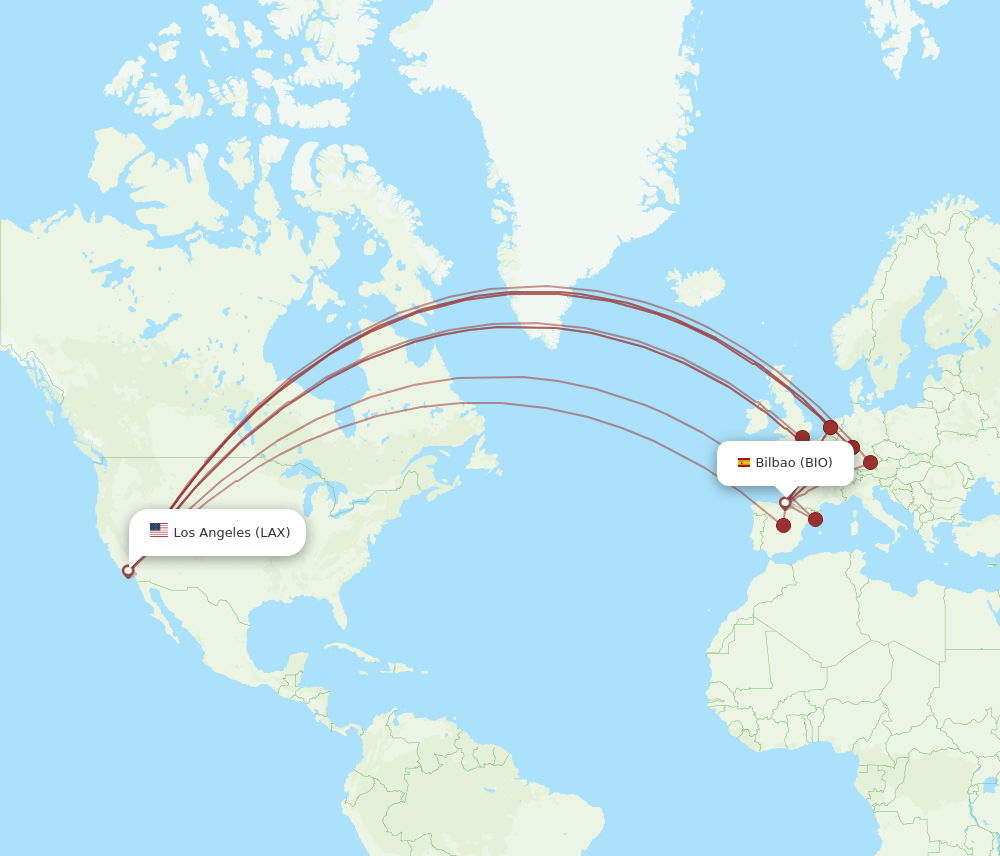 BIO-LAX flight routes