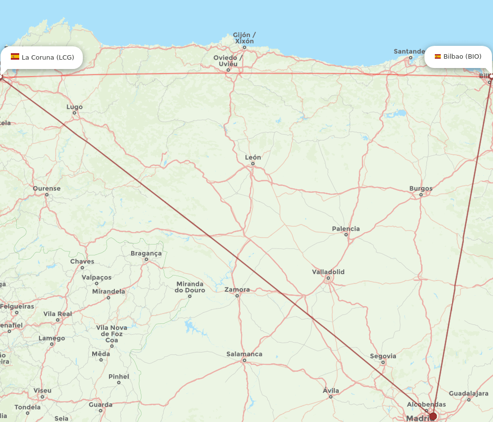 BIO to LCG flights and routes map