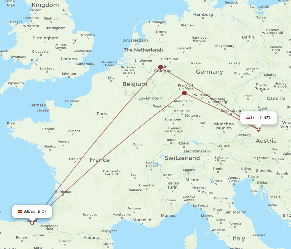 BIO-LNZ flight routes