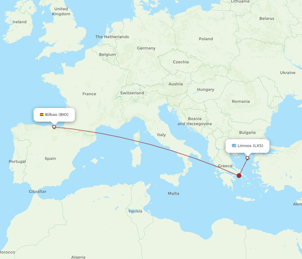 BIO-LXS flight routes