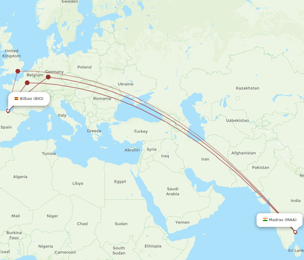 BIO-MAA flight routes