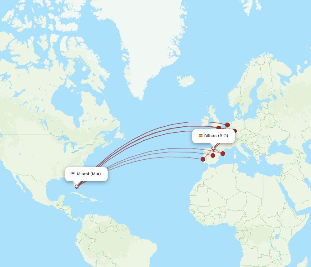 BIO-MIA flight routes