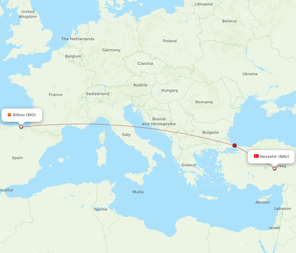 BIO to NAV flights and routes map