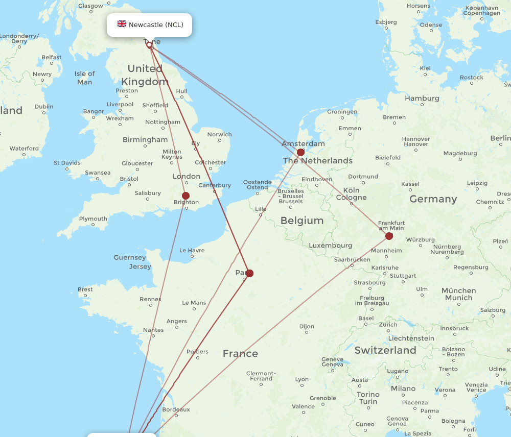 BIO-NCL flight routes