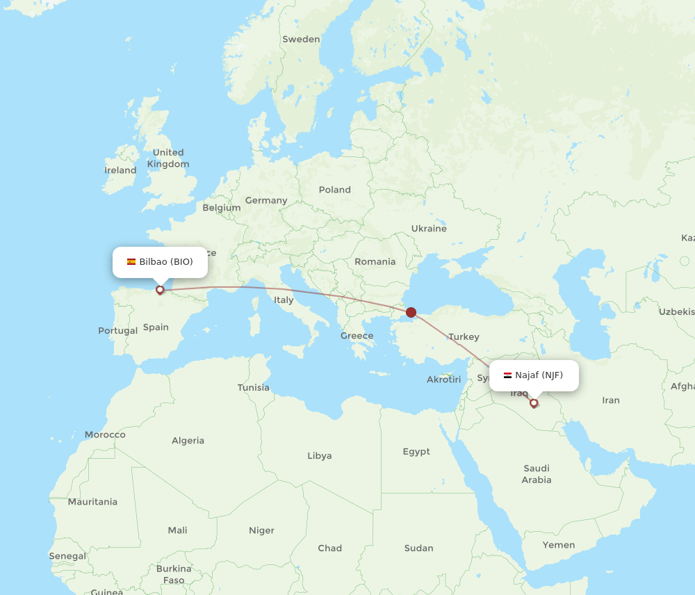 BIO-NJF flight routes