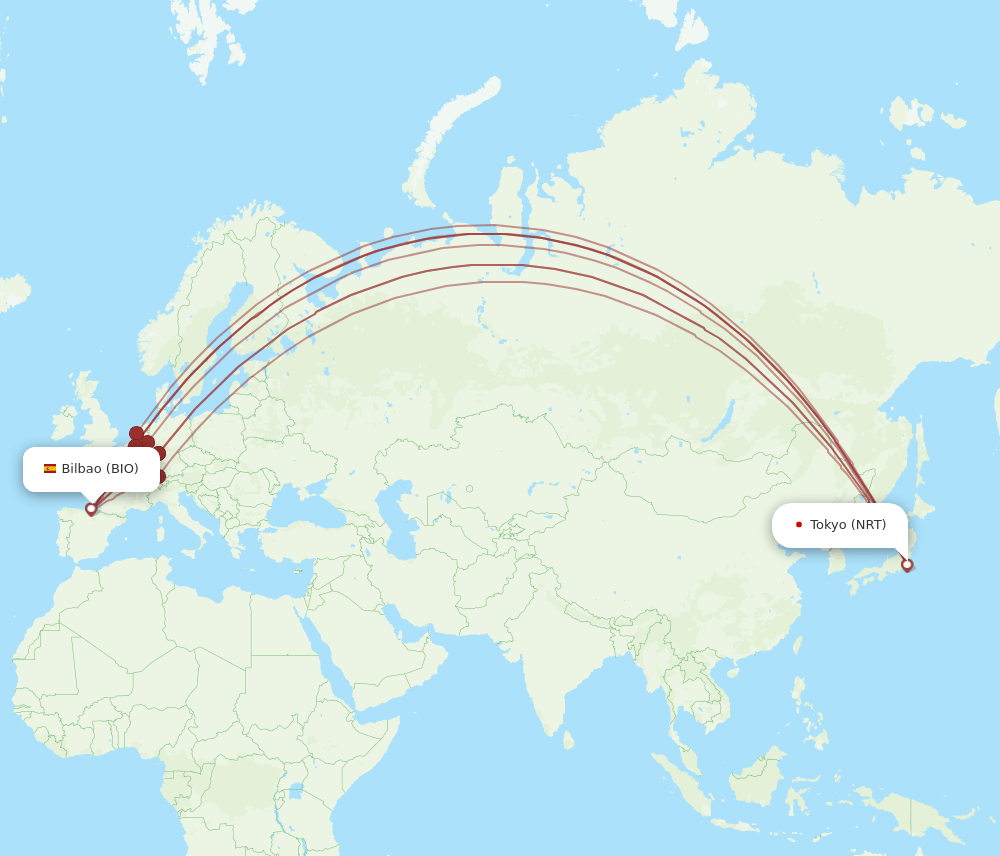 BIO-NRT flight routes