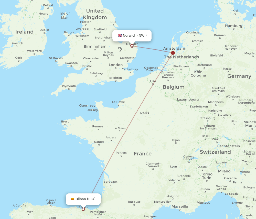 BIO-NWI flight routes