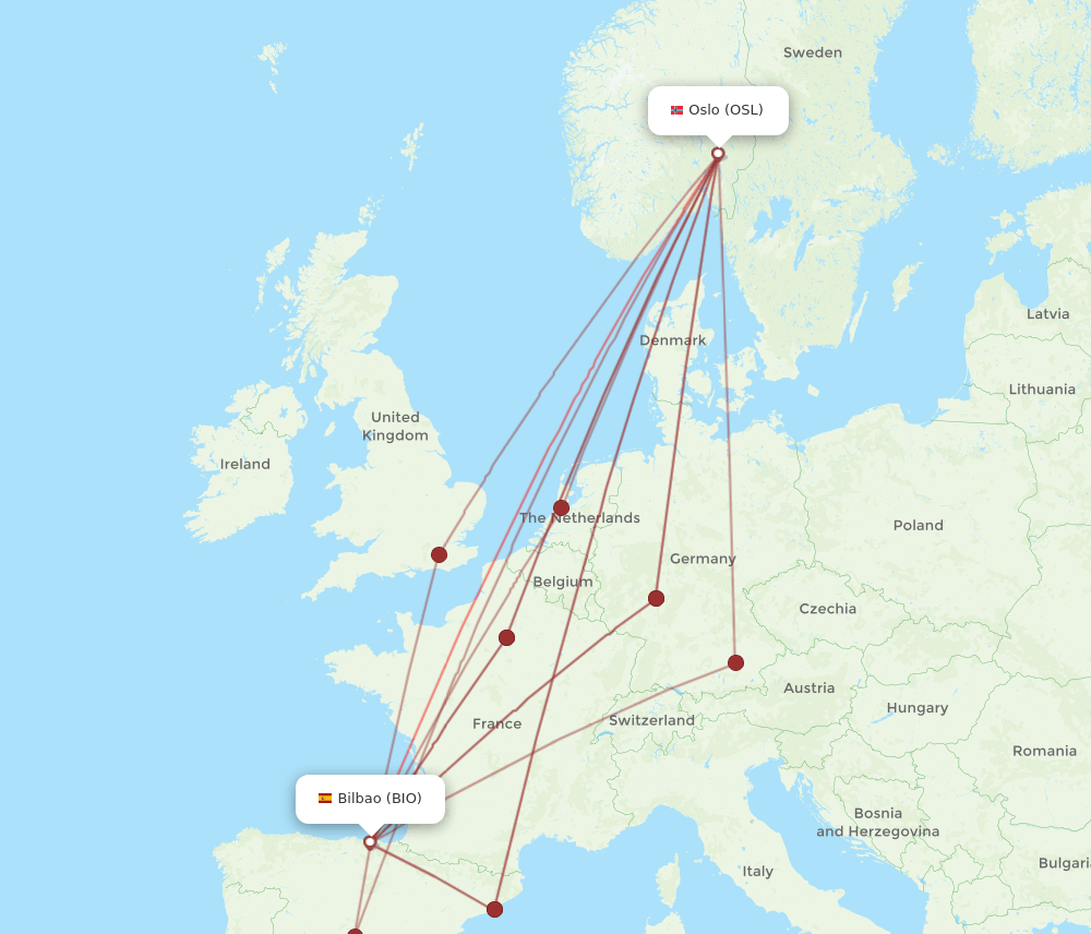 BIO-OSL flight routes