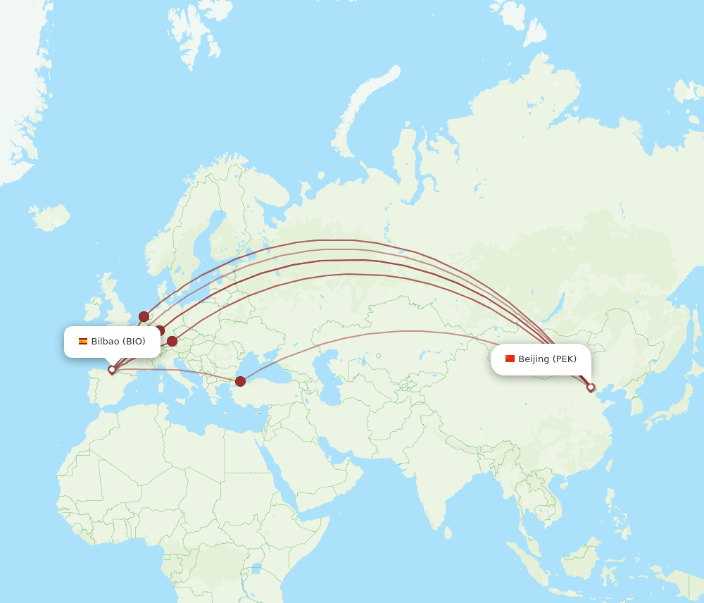 BIO-PEK flight routes