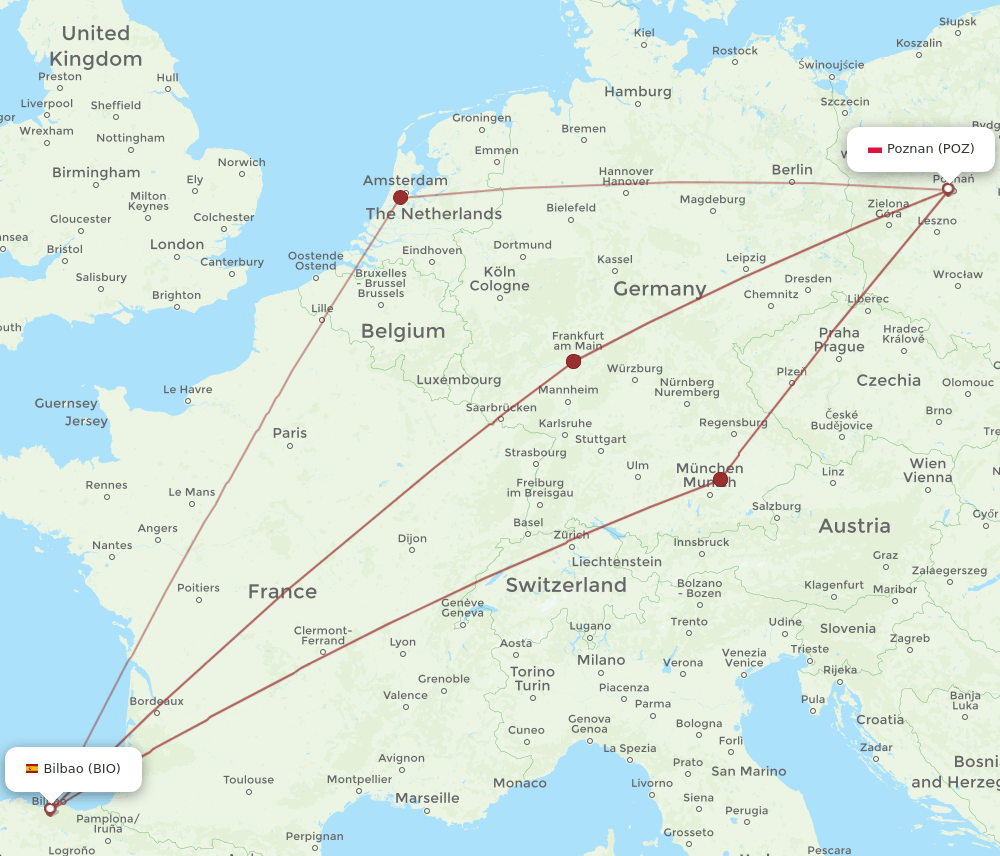 BIO-POZ flight routes