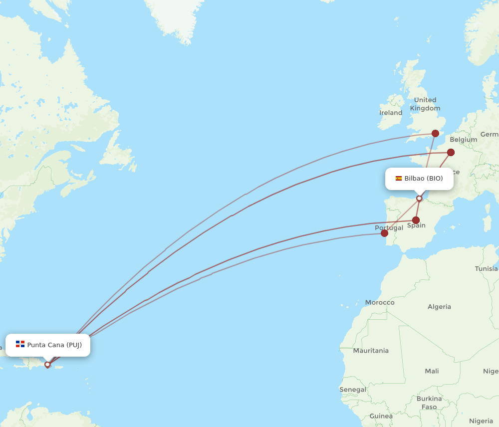 BIO-PUJ flight routes