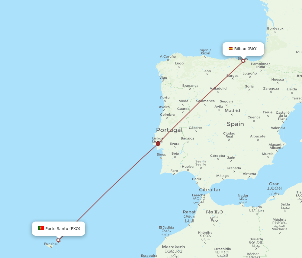 BIO to PXO flights and routes map