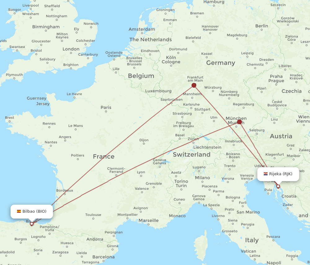 BIO-RJK flight routes