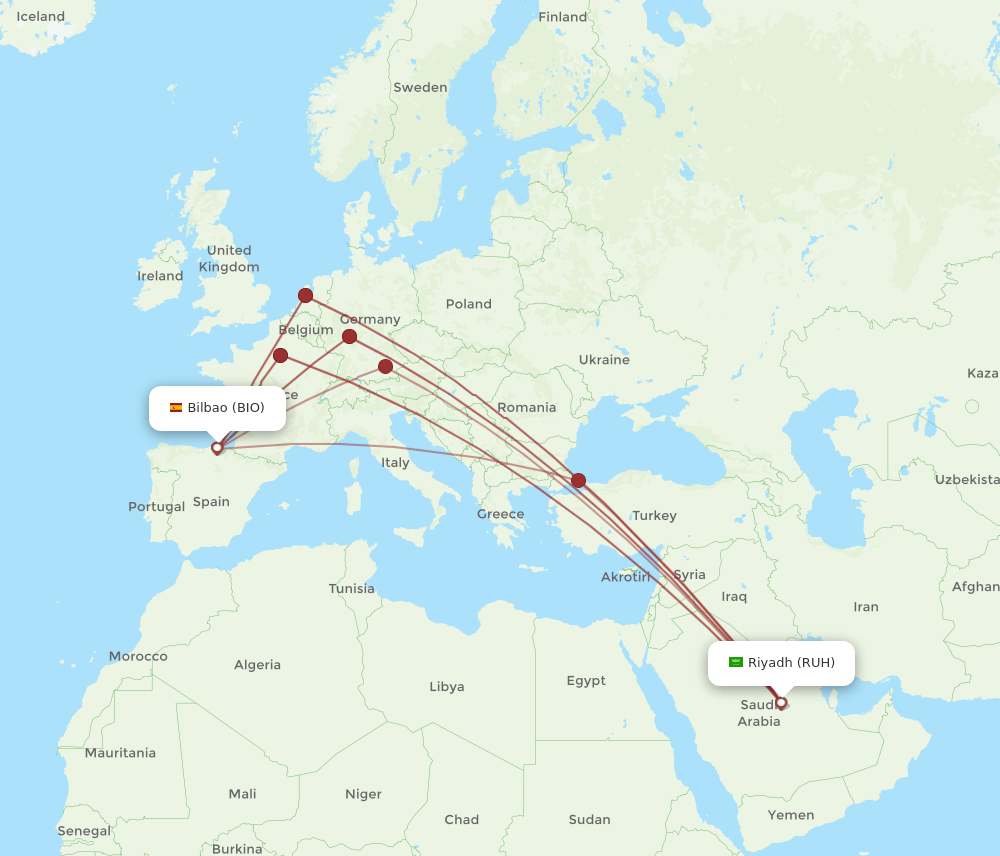 BIO-RUH flight routes