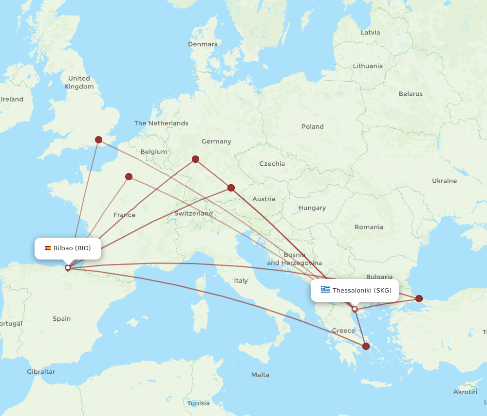 BIO-SKG flight routes