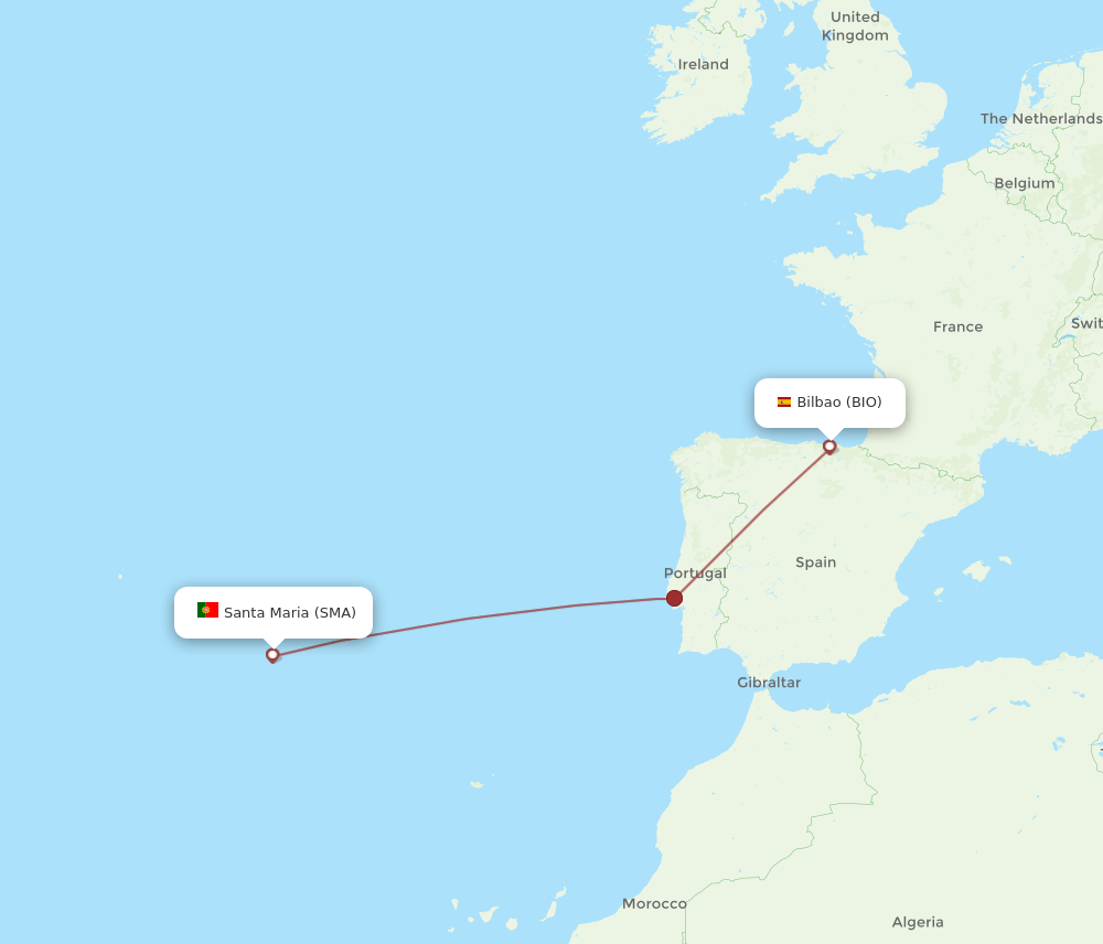 BIO to SMA flights and routes map