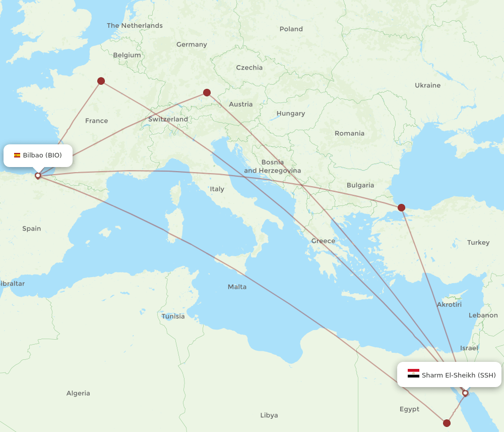 BIO to SSH flights and routes map