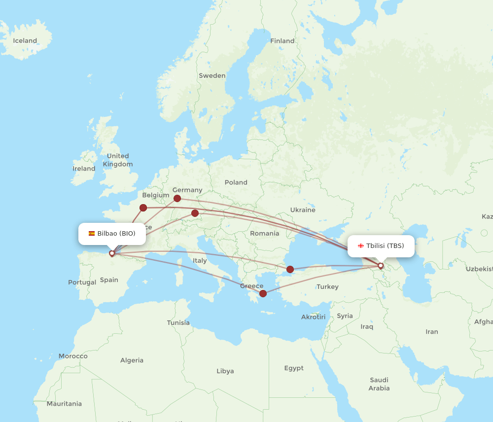BIO-TBS flight routes