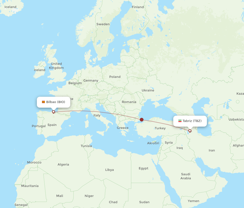BIO to TBZ flights and routes map