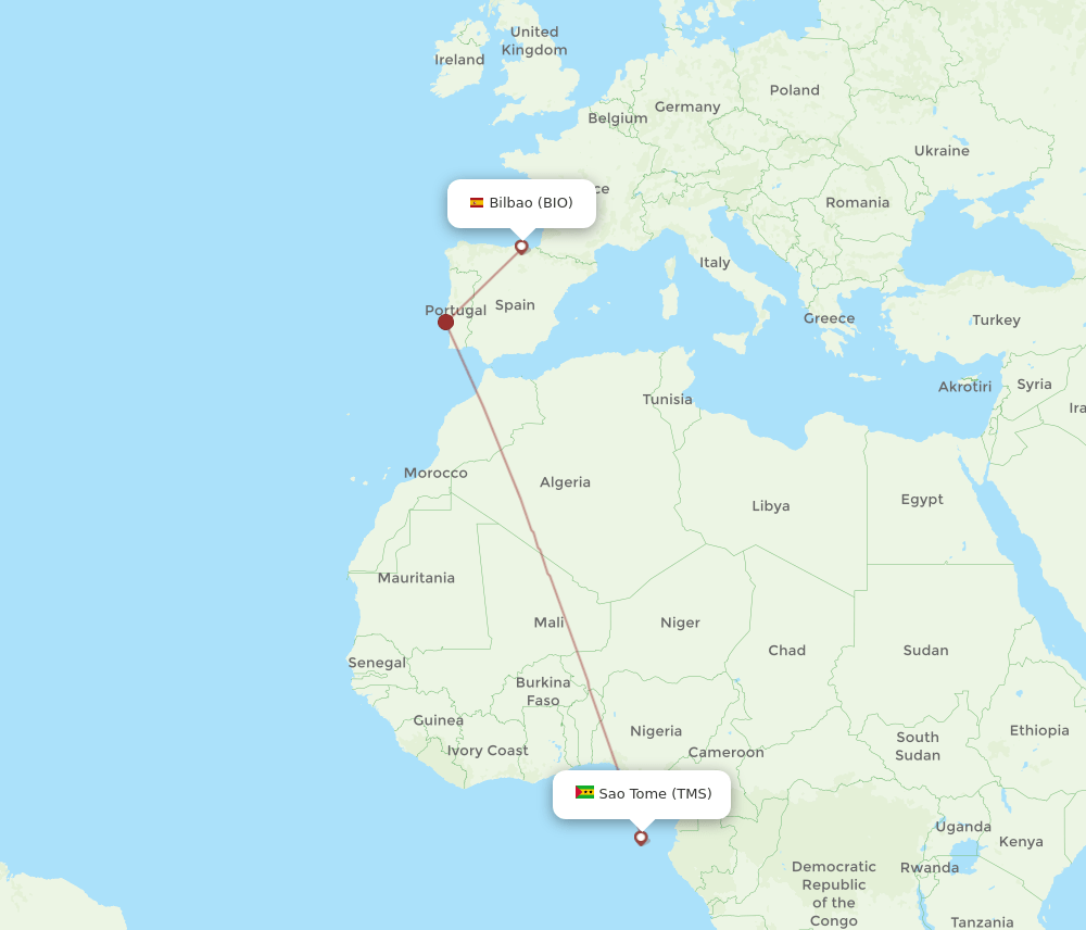 BIO to TMS flights and routes map