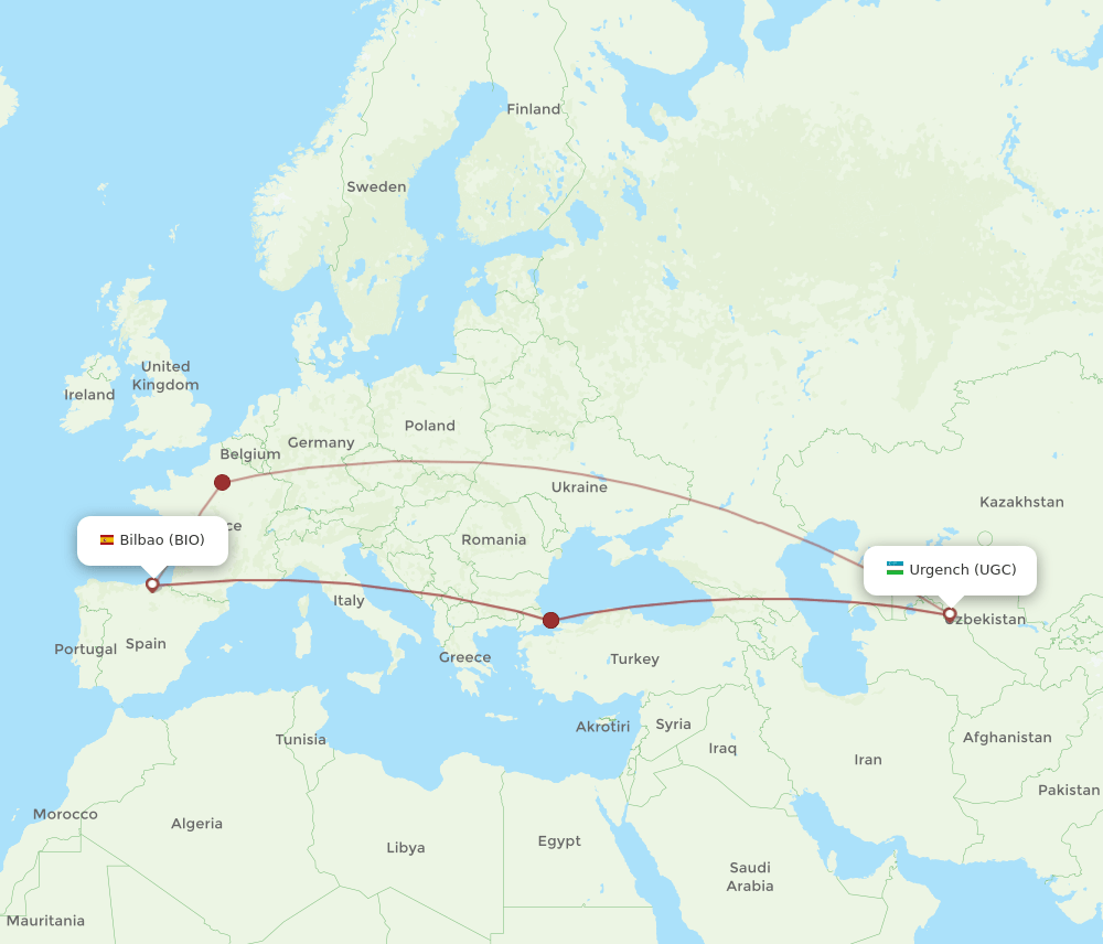 BIO-UGC flight routes