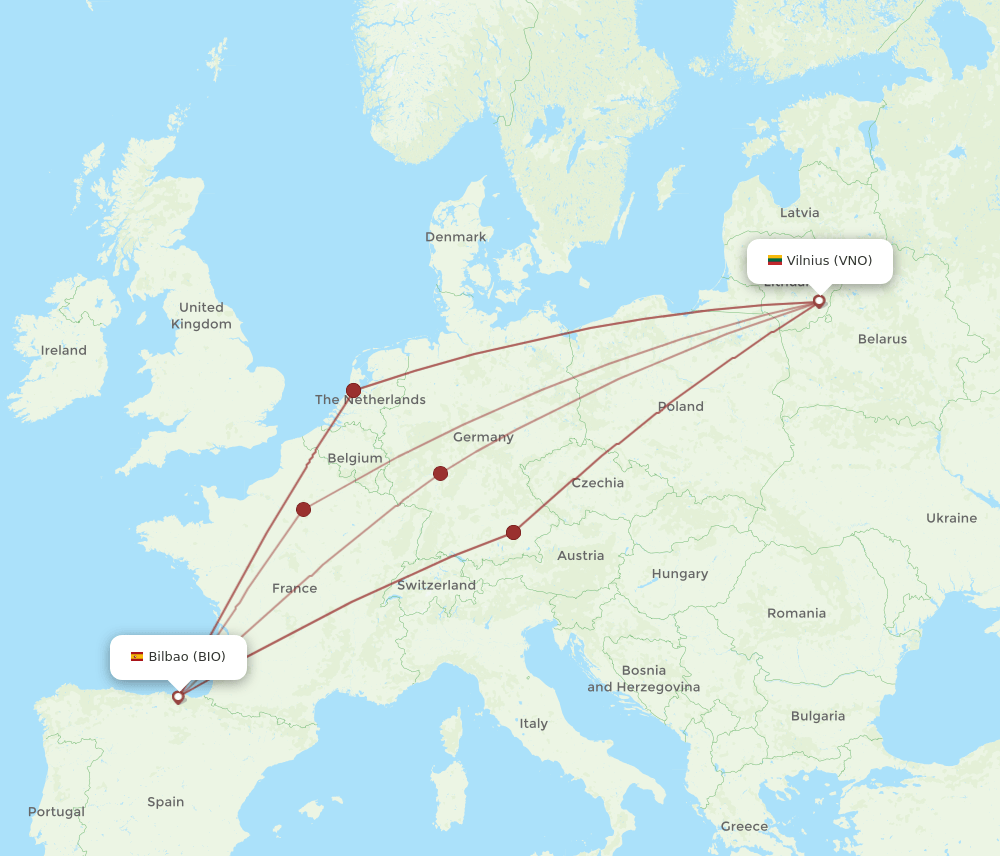 BIO-VNO flight routes