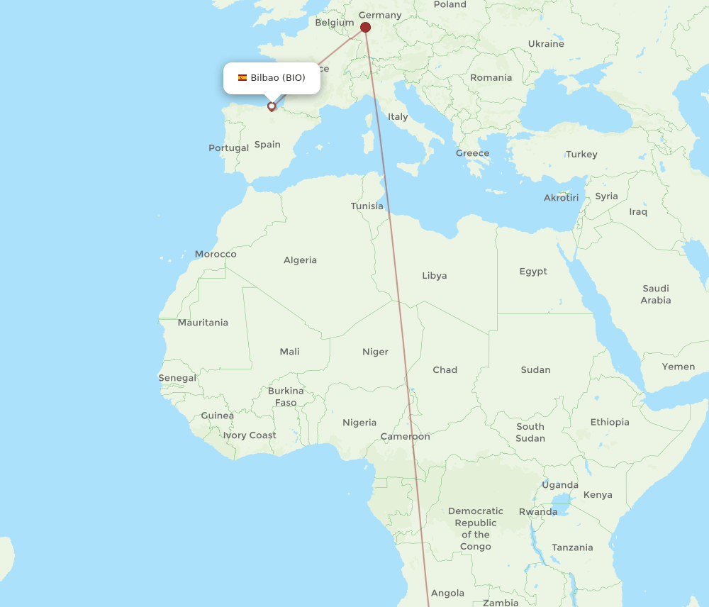 BIO-WDH flight routes