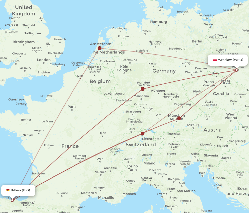 BIO-WRO flight routes